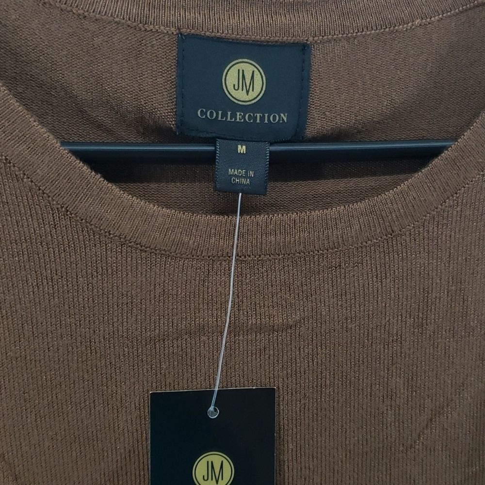 JM Collection Brown Sweater Medium Button Sleeve Cozy Casual Pullover (AL) - Picture 2 of 7